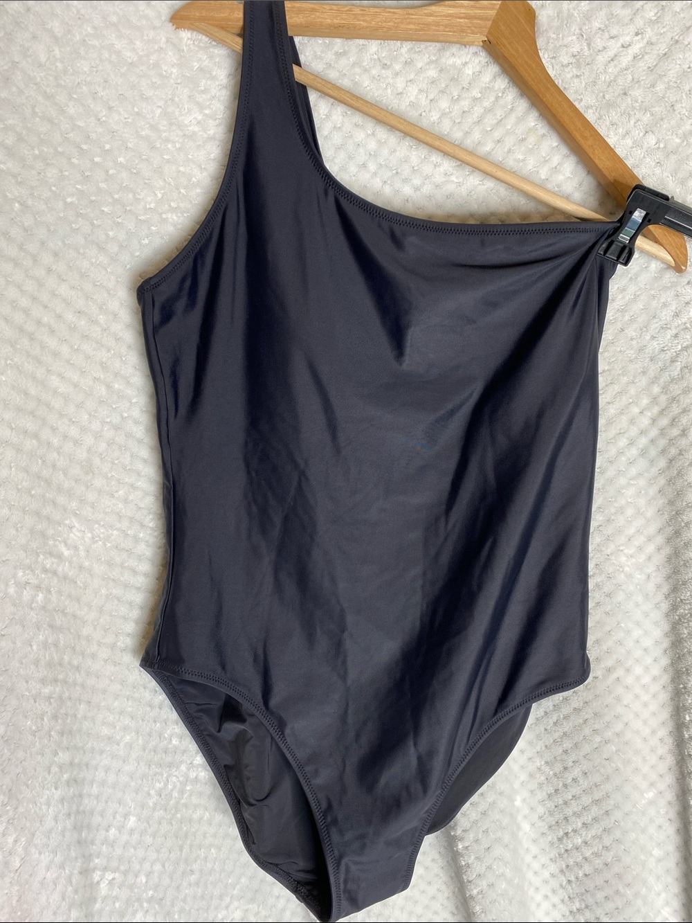 Girlfriend Collective One Shoulder solid Black Swimsuit